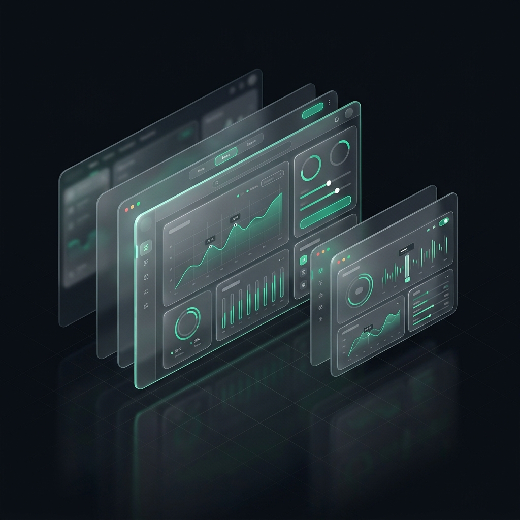 Layered software dashboards and product interfaces